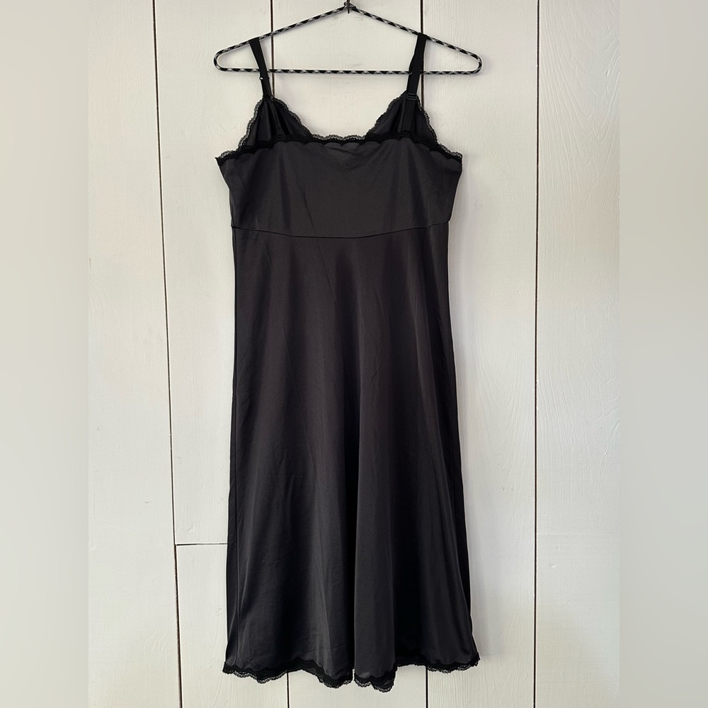 VTG Lace Trim Babydoll Slip Dress Sz S-M Black Goth Grunge Vamp Romantic - Picture 2 of 8